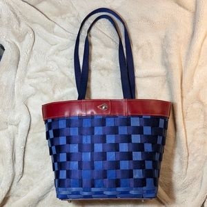 Red & Blue Longaberger basket tote
